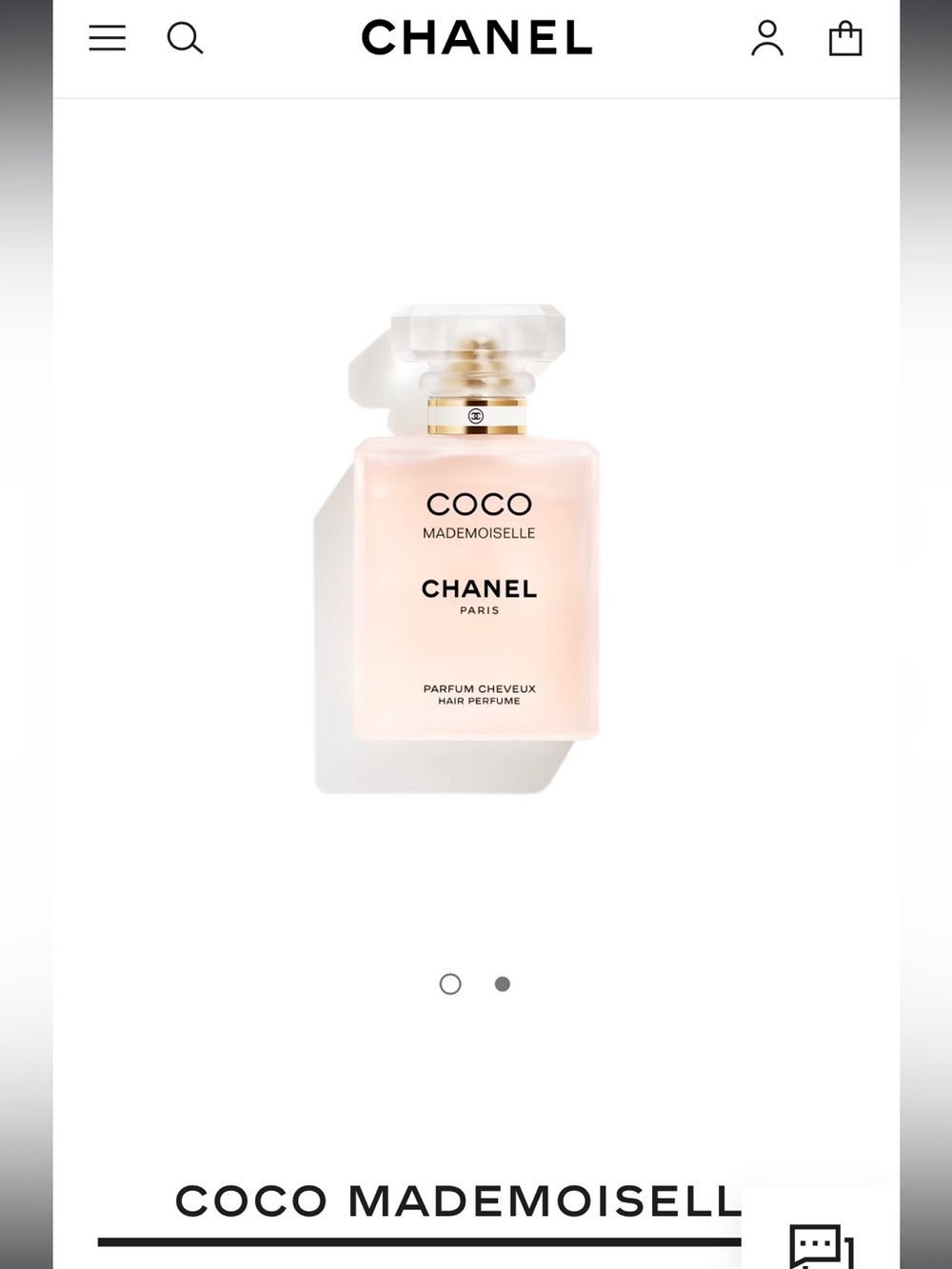 Coco Chanel Mademoiselle Hair mist empty bottle CC